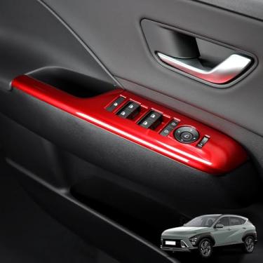 Imagem de Cnaurda Tampa do painel de botão de interruptor de elevação de janela ABS, painel de controle de fechadura de porta, acabamento de painel de elevação de janela compatível com Hyundai Kona 2024-2025