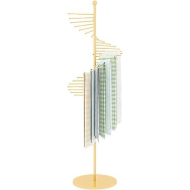 Imagem de LGEOELIAS Suporte giratório para cachecol de metal para loja de roupas, prateleiras que economizam espaço, cinto e organizador hijab