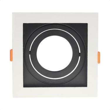 Imagem de Spot Embutir Recuado Par 20 E27 Quadrado Direcionável Branco com Preto