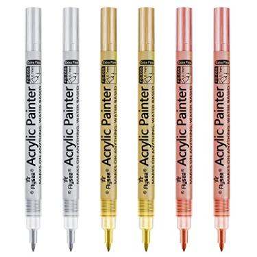 Imagem de EBOT Metallic Marker Pens, Gold ,Rose Gold and Silver Metallic Permanent Markers for Artist Illustration, Crafts, Gift Card Making, Scrapbooking, Fabric,DIY Photo Album, Set of 6