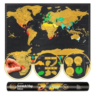 Imagem de Pôster mundial de mapa riscado edição de luxo – Mapa riscável personalizado do mundo – Projetado e fabricado no Reino Unido