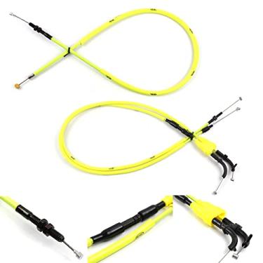 Imagem de zurio Cabo de acelerador e cabo de embreagem para Yamaha FZ07 2018-2020, MT07 ABS 2014-2020, acessórios de substituição de motocicleta, linhas de fio inoxidável, borracha amarela