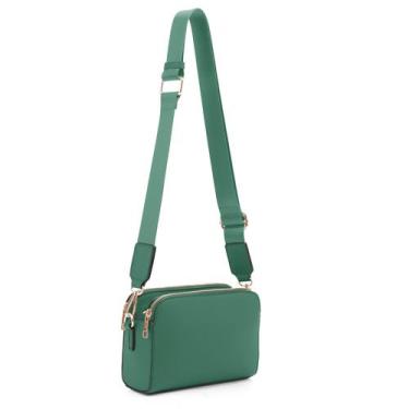 Imagem de Bolsa tiracolo EVVE com zíper triplo para câmera pequena Kelly Green