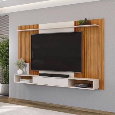 Imagem de Painel para TV até 70 Polegadas 1 Prateleira Leo Freijó Off White DJ Móveis