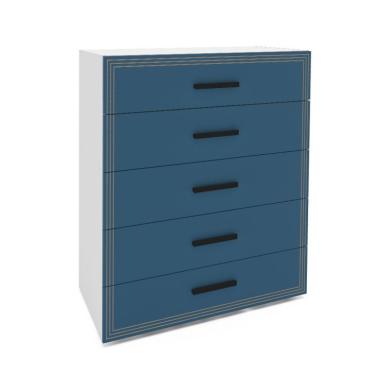 Imagem de Cômoda Valência 5 Gavetas Azul e Branca