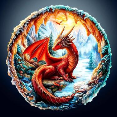 Imagem de Quebra-cabeças de madeira DOCRAGI Crimson Dragon 3D Vision 95 unidades