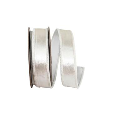 Imagem de Reliant Ribbon Fita de veludo com fio de pelúcia de luxo, branca