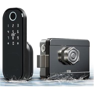 Imagem de Smart Lock, Bloqueio De Impressão Digital. Fechadura Inteligente à Prova D'água Para Portão Ao Ar Livre Sem Chave Aro Elétrico Wifi Fechadura De Leitor De Impressão Di, Single Side