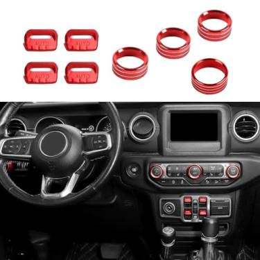 Imagem de CheroCar Capa de botão de interruptor de janela, capa de botão de interruptor de farol, volume de rádio, ar condicionado, adequada para Jeep Wrangler JL JLU Gladiator JT 2018-2025, acessórios