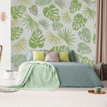 Imagem de Papel de Parede para Quarto Folhagem Palmeiras Verdes 9m²