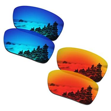 Imagem de SmartVLT Lentes de reposição masculinas azul gelo e vermelho fogo para Oakley Si Ballistic Det Cord/SI Industrial Det Cord OO9253 Óculos de sol