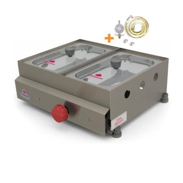 Imagem de Kit - Molheira Cachorro Quente 2 Cubas Gás (1 Quente) Pr-02g + Kit Gás - Progás