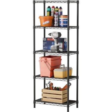 Imagem de SINGAYE 5 prateleiras pequenas de arame para despensa de cozinha, organizadores de casa e armazenamento, prateleira de banheiro, lavanderia, organização, livro ajustável, estante de garagem de metal