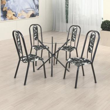 Imagem de Conjunto Sala de Jantar 4 Cadeiras Fortaleza Preto
