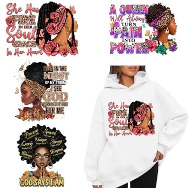 Imagem de TZSANXMY 8 Peças Decalques De Transferência Térmica Para Roupas Afrogrils, Adesivos Vinil Com Estampa Roupas, Mochilas, Prensa Laváveis, Apliques Decoração