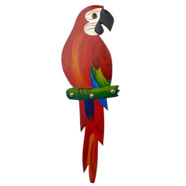 Imagem de Porta Chaves G Arara Artesanal Mdf Pintado A Mão Guarda Chave - Atelie Center (Vermelha)