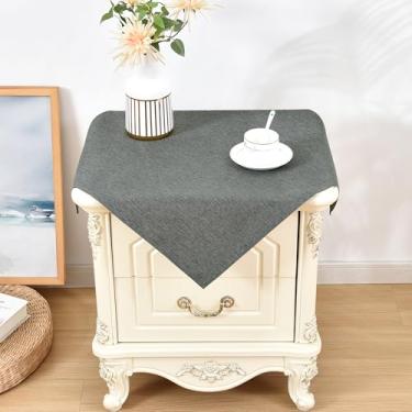Imagem de Wolkemer Toalha de mesa quadrada pequena 61 x 61 cm de linho sintético carvão vegetal capa de mesa de café resistente à água tecido decorativo toalha de mesa de cabeceira para decoração de mesa de