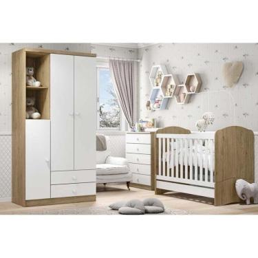 Imagem de Quarto Infantil Completo Quarto (Bebê) Completo Henn Bala de Menta Rústico/Branco - Henn