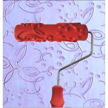 Imagem de Sadiyamo Rolo de arte de 18 cm DIY rolo de textura de rolo de pintura de parede com desenhos rolo de borracha de tinta padronizada com alça de plástico