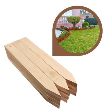 Imagem de Estacas Madeira P/Decoração Jardim Limitador Grama Cercado De Plantas 20un