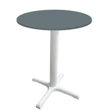Imagem de Mesa Ômega Ferro Branco 74 cm (Alt) Base em X Tampo MDP Redondo Grafit
