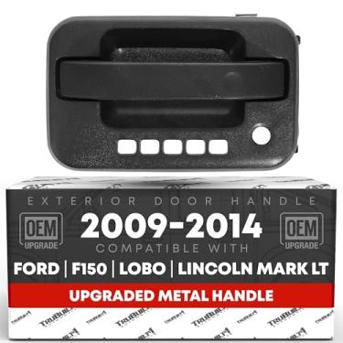 Imagem de Maçaneta de porta externa do motorista, metal atualizado - compatível com Ford F-150, 09-14 Ford Lobo 2009-2014, Lincoln Mark LT 10-14 - preto texturizado com fechadura - OEM CL3Z-1522405-AA- MT,