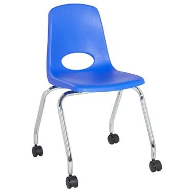 Imagem de Cadeira escolar móvel 45,7 cm com rodas giratórias para crianças, adolescentes e adultos; assento ergonômico para sala de aula, escola em casa ou escritório - azul, 11552-BL