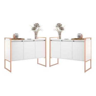 Imagem de Buffet Industrial 3 Portas Branco Cobre Conjunto 2 Unidades