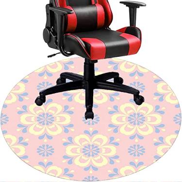 Imagem de Tapete de cadeira de escritório com flores, textura de flor, tapete de cadeira de mesa para piso de madeira de escritório em casa, protetor de piso de pilha baixa, redondo 78,7 cm