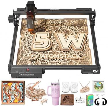Imagem de ATOMSTACK Máquina de gravação a laser A5 PRO V2 5W, cortador a laser para iniciantes, 400 mm/s e com área de trabalho de 400 x 400 mm, para couro, cerâmica, acrílico escuro, metal revestido, aço