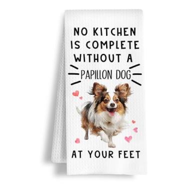 Imagem de HSIASHENG Toalhas de mão engraçadas para cães Papillon para cozinha, decoração de casa de banho, uma cozinha não está completa sem uma toalha de prato Papillon, presente para amantes de cães, 40 × 61