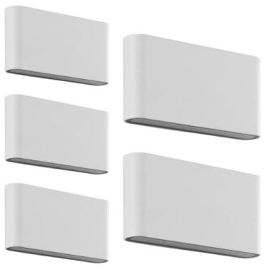 Imagem de Kit 5x Arandela Externa Slim Pastilha Alumínio Branca Facho Duplo LED 3000K 12W IP45 Bivolt