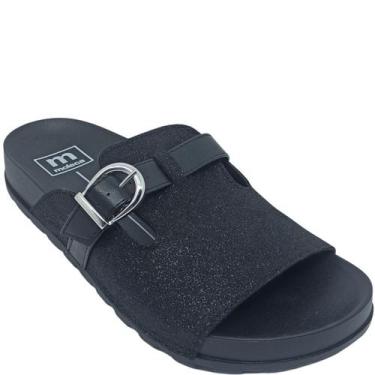 Imagem de Chinelo Moleca Feminino com Fivela Ajustável, Preto gliter, 36