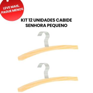 Imagem de KIT 12 Cabides de Madeira modelo Senhora 27cm INFANTIL, Organização, G