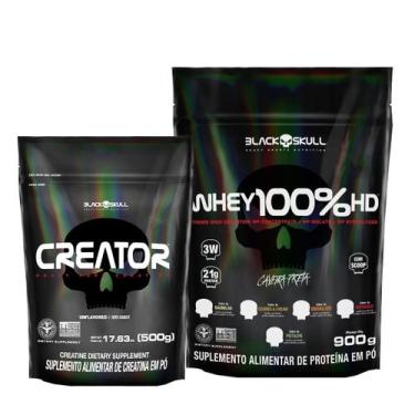 Imagem de Whey 100% hd + creator 500g - BLACK SKULL, N/A, MORANGO, N/A
