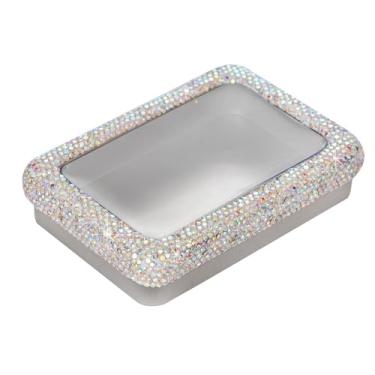 Imagem de MINGZAIQIPEI Caixa de metal brilhante de strass de alumínio com tampas, tampa transparente, vazia, mini estojo de armazenamento portátil para velas domésticas, doces, presentes, bálsamos e tesouros 8