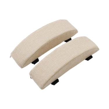 Imagem de Milageto Almofada para apoio de braço de cadeira de escritório, almofada para apoio de braço de cadeira gamer, esponja de alta densidade, acolchoamento, Bege