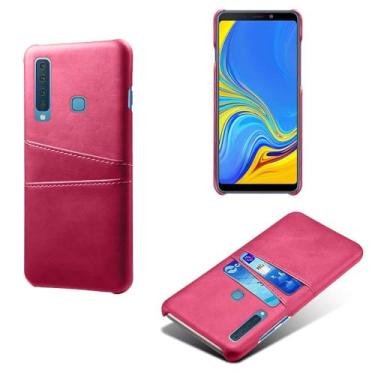 Imagem de Capas Compatível com Samsung Galaxy A9 (2018),Caso de couro PU-Tampa de telefone a prova de choque com 2 slots de cartão,Proteção anti-impressão digital e anti-gota-Rose Red