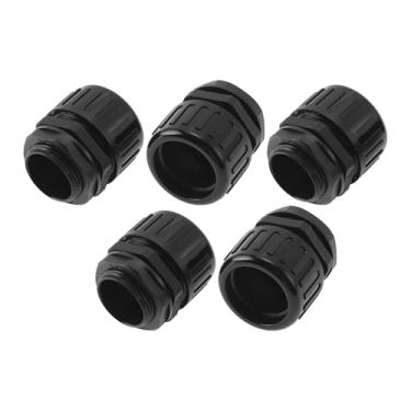 Imagem de A ABSOPRO 28 mm / PG21 prensa-cabos 28,5 mm / 1,12" conector reto fole impermeável PA6 Nylon preto 5 peças