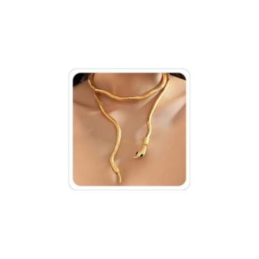 Imagem de Medusa fantasia feminina ouro prata preto colar de cobra ajustável punk pulseira gargantilha cobra pulseiras de Halloween bruxa acessórios joias, Metal, Sem Pedra Preciosa