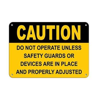 Imagem de Sinal de aviso aviso Operate Machines with Guard Only Sinal comercial 30 x 20 centímetros placa de alumínio metal estanho