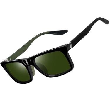 Imagem de Joopin Oculos de Sol Masculino Feminino Quadrado Retangular Estiloso Polarizado Proteção UV G15 Verde