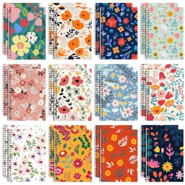 Imagem de Fuutreo 24 cadernos espirais para trabalho, A5, 21 x 14 cm, capa kraft, 12 cores, 60 folhas, 120 páginas para material escolar de escritório (inovador, floral)