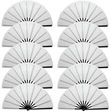 Imagem de 10 peças de leque de botas no chão, ventiladores de palmas para dança de linha, leques grandes de rave com glitter de 33 cm, ventilador dobrável portátil dobrável para dança, festivais de música EDM e