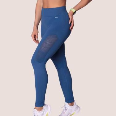 Imagem de Calça Legging Sem Costura Fitness Academia Selene, Azul, G