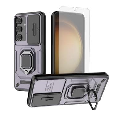 Imagem de Asuwish Capa de telefone para Samsung Galaxy S25 5G com capa de câmera deslizante protetor de tela de vidro temperado suporte de anel robusto fino protetor híbrido celular S 25 25S 25 25S SM-S931U