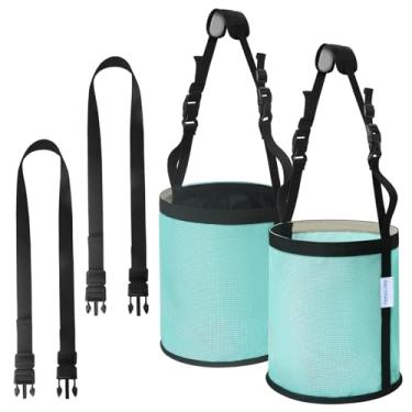 Imagem de OAHELAKE Pacote com 2 sacos de alimentação de cavalos de malha, sacos de alimentação de focinheira para grãos, 2 alças extras, fivelas duplas de liberação rápida resistentes com trava, ajuste
