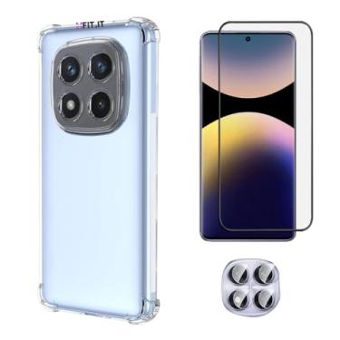 Imagem de Capa Capinha Anti Impacto para Xiaomi Redmi Note 14 Pro 5G, Película 5D Tela, Película Lente Câmera, Case Transparente, Bordas Antiquedas, Proteção de Câmera