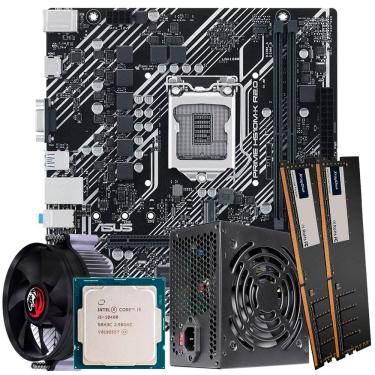 Imagem de Kit Montagem de Computador Placa Mãe Asus H510M LGA 1200, Processador Core i5-10400, Memória 16GB DDR4, Fonte ATX 350