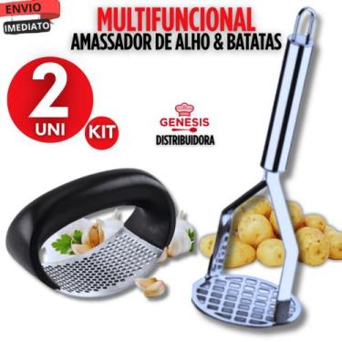 Imagem de Kit 2 Amassador espremedor de batatas legumes purê em aço inox Amassad